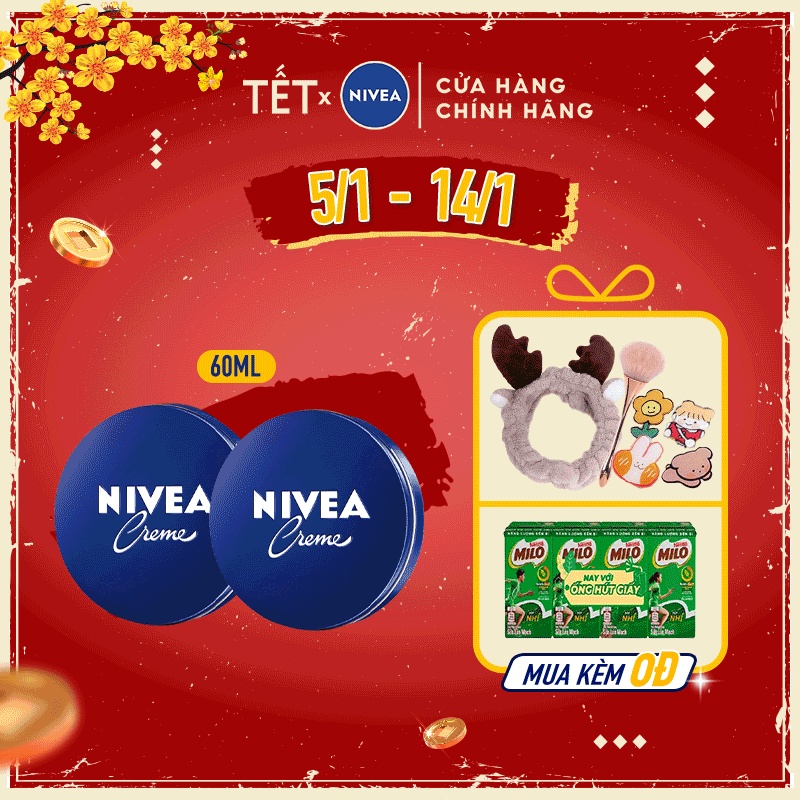 Bộ đôi Kem dưỡng ẩm da NIVEA Crème 60ml/hũ - 80102