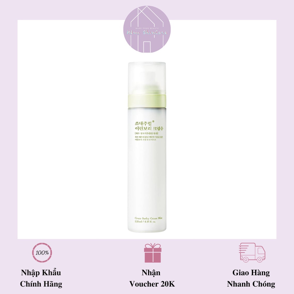 So' Natural Green Barely Cream Mist - Xịt Khoáng Lúa Mạch - 120ml