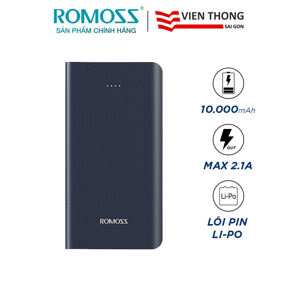 Pin sạc dự phòng Romoss Sense 10 10.000mAh cao cấp - Hãng phân phối chính thức