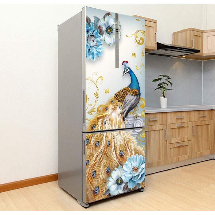 Decal dán trang trí tủ lạnh mẫu Công A- Chất lượng cao - chống thấm