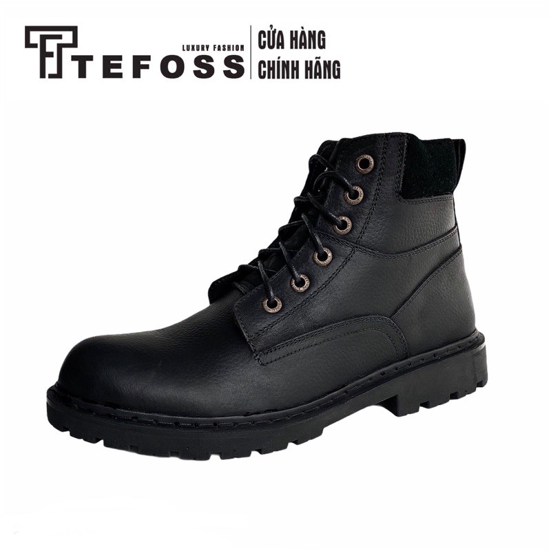 Giày Boots Nam Cao Cổ TEFOSS HN612 Đen Da Bò Thật size 38-44