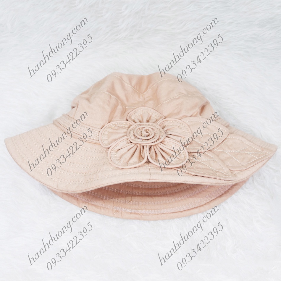 Mũ bo vành rộng 7cm nón tai bèo vành rộng gắn hoa và lá, vải cotton cao cấp của AT phù hợp cho nữ