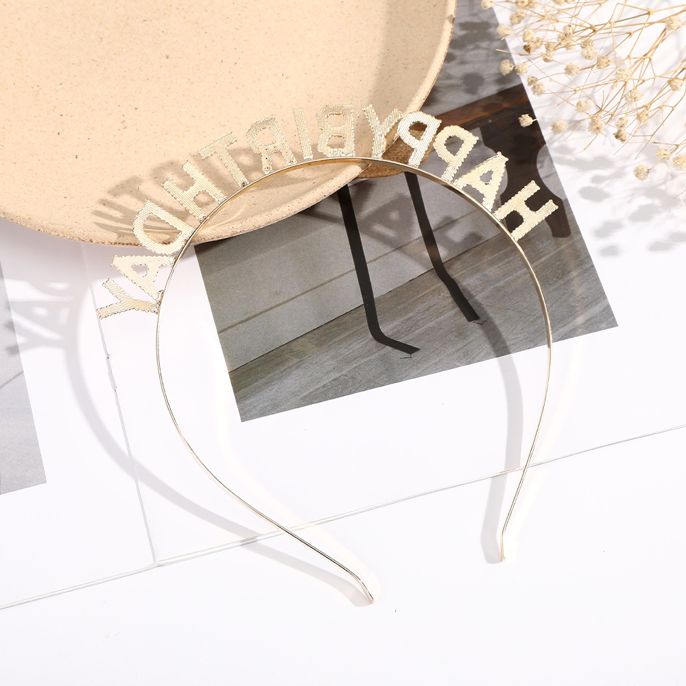 Băng đô Haimeikang họa tiết chữ đính đá phong cách Âu Mỹ cho tiệc sinh nhật