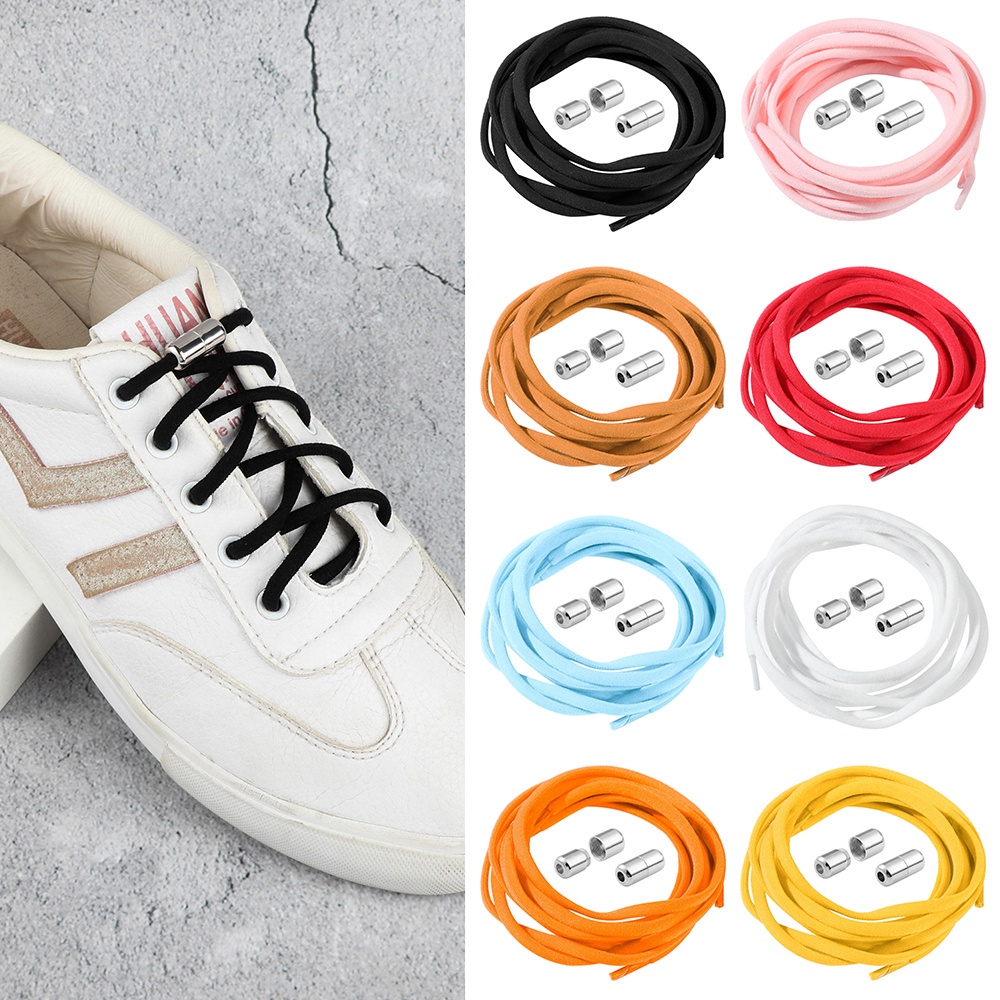 Cặp dây giày thể thao không cần buộc có khóa kim loại nhanh chóng co giãn tiện lợi
