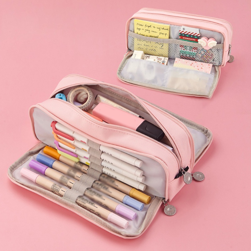 Túi Đựng Đồ Trang Điểm 3 Ngăn Bằng Vải Bạt Kích Thước Lớn Di Động Sắp Xếp Gọn Gàng