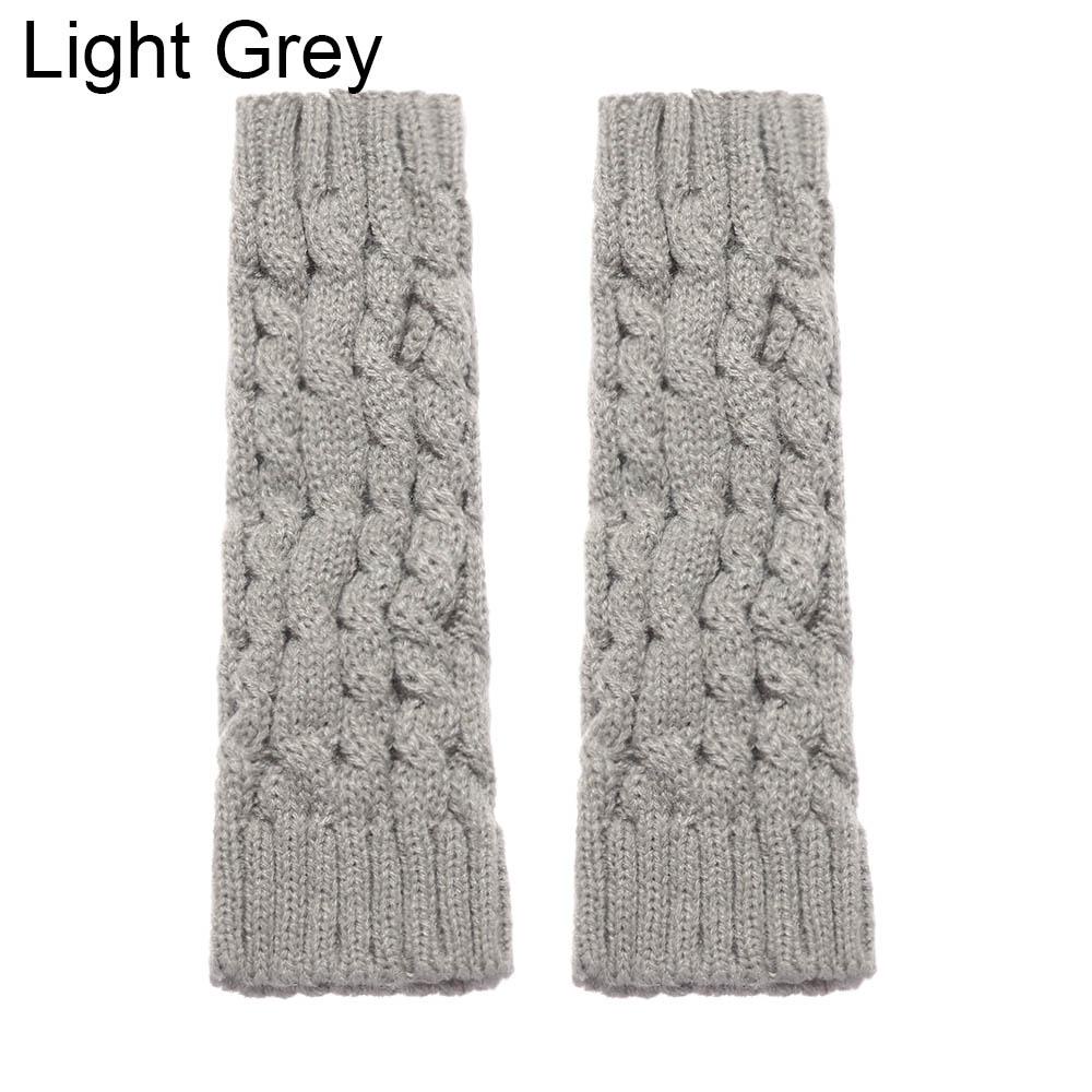 ROWANS Fingerless Gloves Winter Arm Warmers Thick Warm Long Knitted Gloves