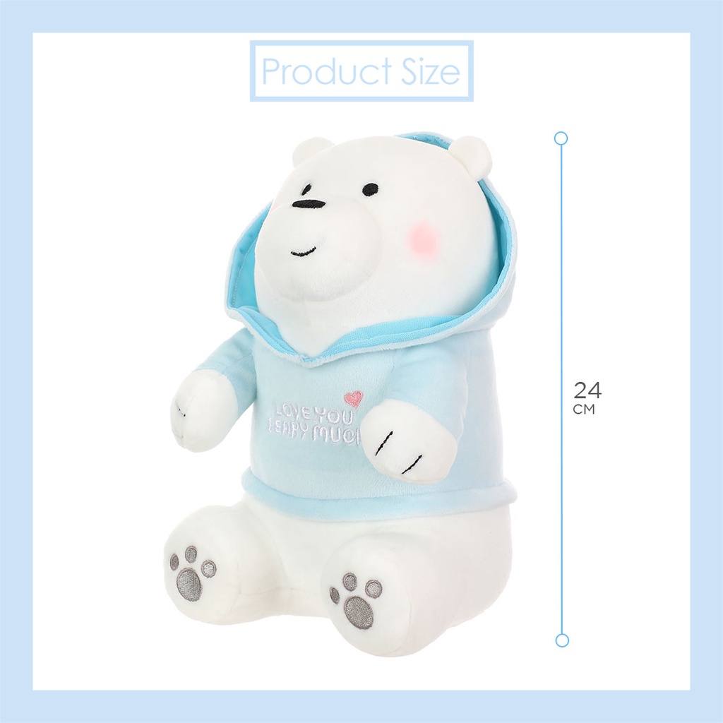 Gấu bông We Bare Bears Miniso mặc áo hoodie nhiều màu nhỏ gọn dễ thương