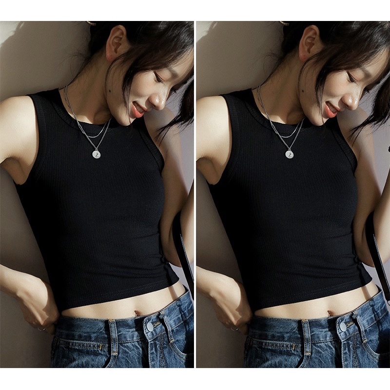 Áo Ba Lỗ Nữ Dáng Croptop Cotton Tăm Siêu Mềm