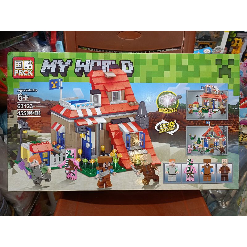 Xếp hình lắp ghép 3in1 lê gô MY WORLD có đèn phát sáng 63123