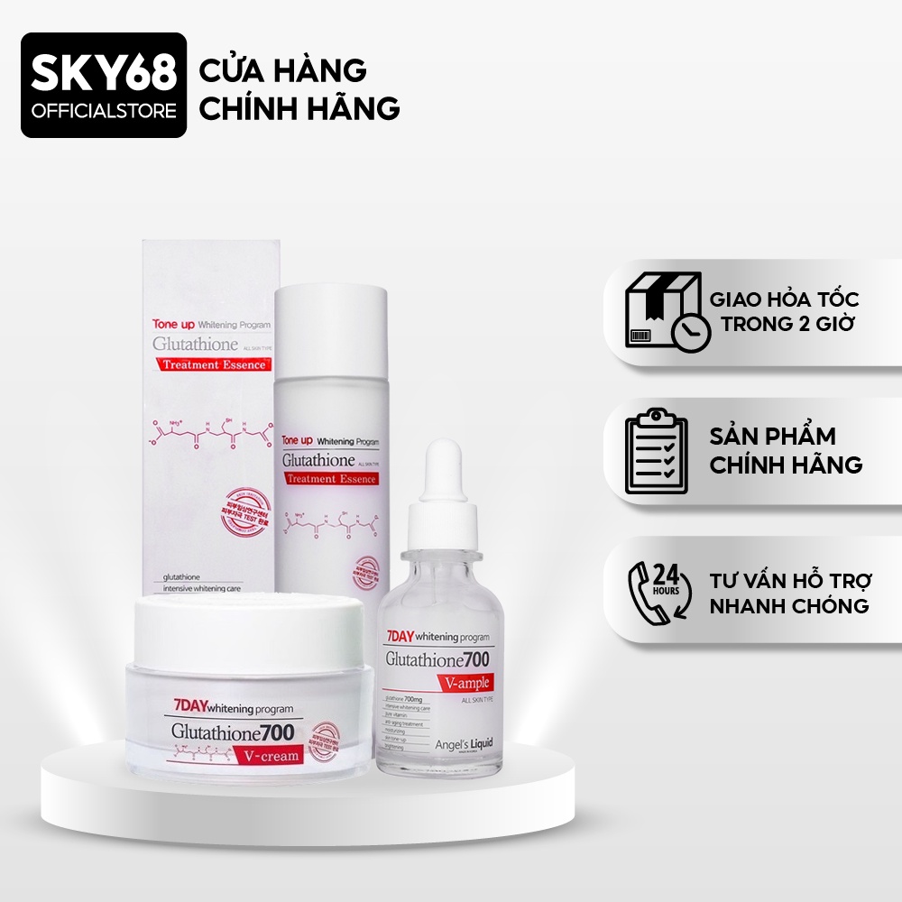 Bộ 3 Sản Phẩm Dưỡng Trắng Da 7DAY Angel's Liquid Whitening Program Gutathione 700V