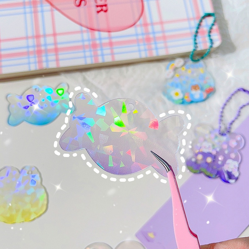 Set 4 Móc Khóa Acrylic Màu Loang Lấp Lánh DIY