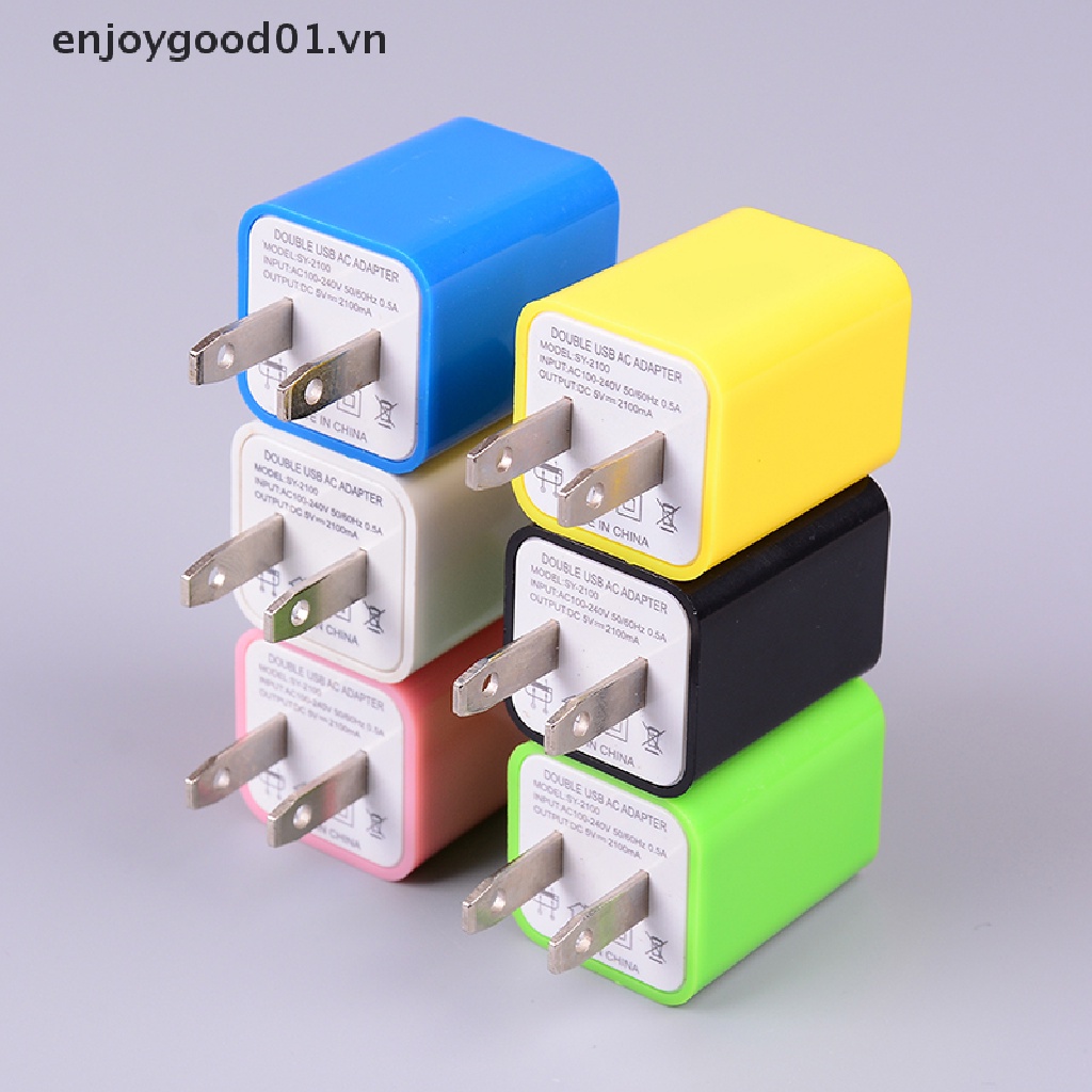 Củ sạc AC 2 cổng USB phích cắm US thích hợp cho thiết bị điện tử