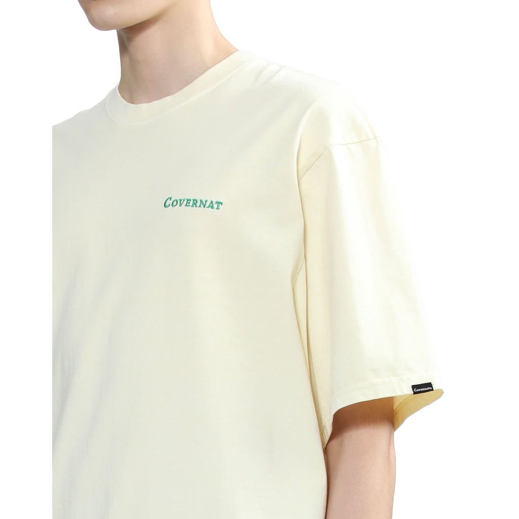 Áo thun Covernat logo thêu oversize - kem [ Xuất Hàn ]