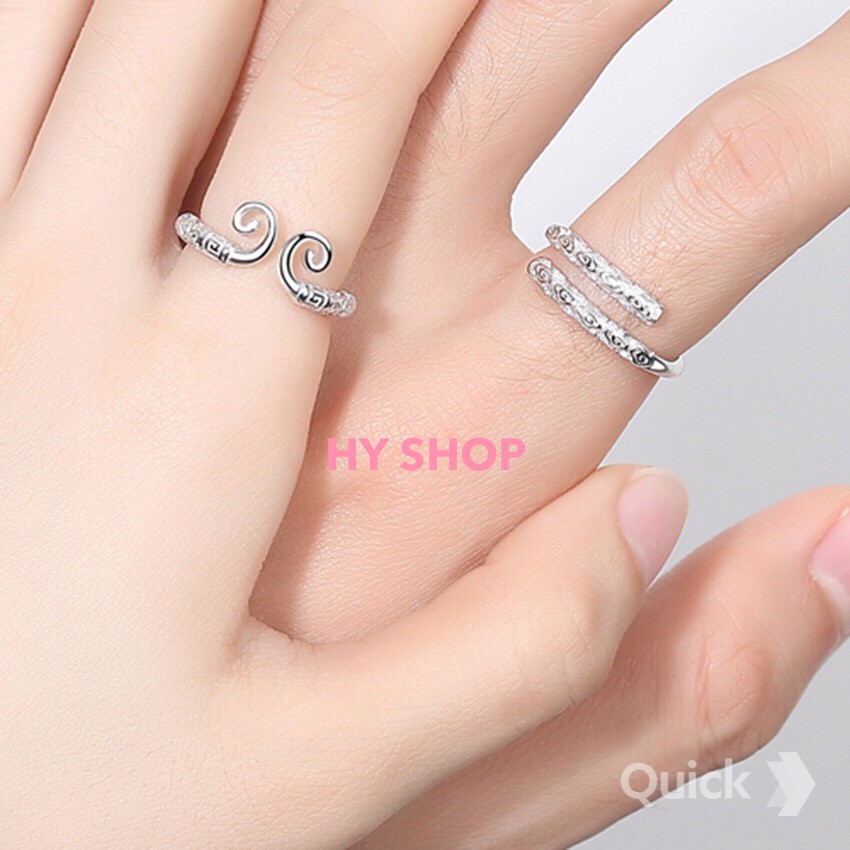 nhẫn gậy như ý xi bạc S925