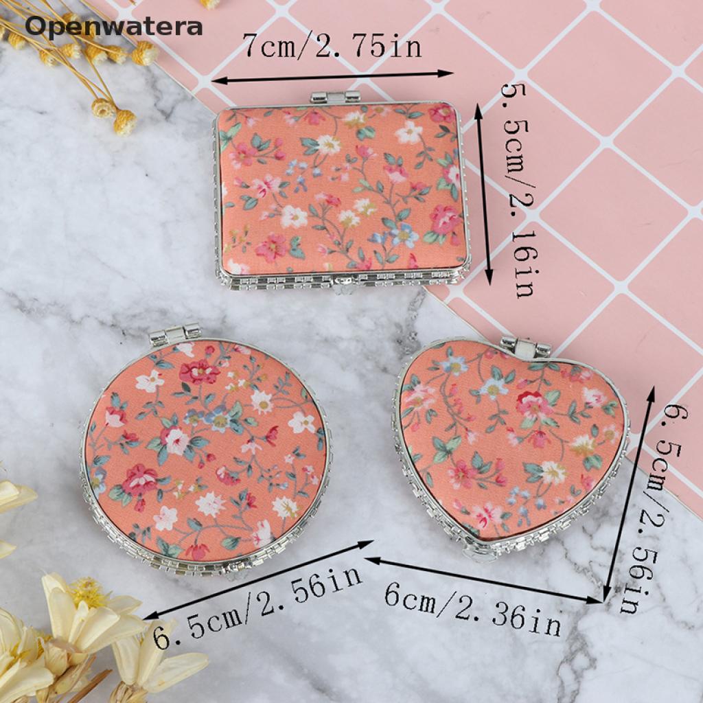 Gương trang điểm mini hai mặt họa tiết hoa phong cách thời trang vintage