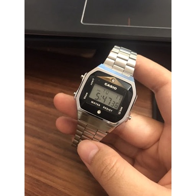 Đồng Hồ Casio Nam A159 Dây Kim Loại Mạ Bạc - Đính Đá Kim Cương - Made In Japan | BigBuy360 - bigbuy360.vn
