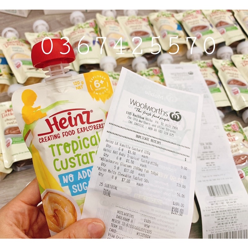 (Sỉ ✈️ đủ bill ) Váng sữa hoa quả nghiền Heinz Úc cho bé từ 6 tháng (120g)
