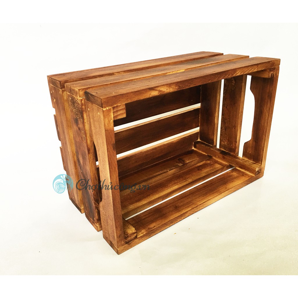 Thùng pallet gỗ thông đựng đồ trang trí homestay- Kệ decor đa năng