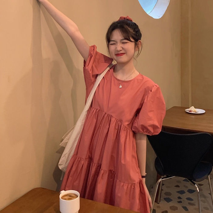 Đầm Tầng Tay Ngắn Dáng Rộng Phong Cách Hàn Quốc Thời Trang Cho Nữ