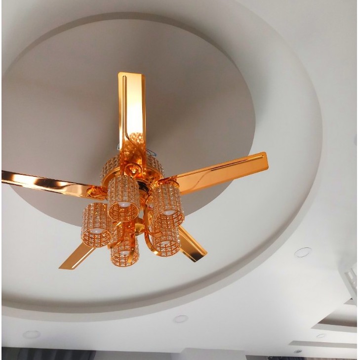 Quạt Trần Đèn Nhập Khẩu 5 Cánh Thép Mạ 18k/24k, Quạt Trần Điều Khiển Từ Xa