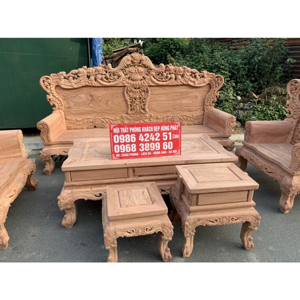 Bộ bàn ghế Hoàng Gia gỗ hương đá tay dấu hỏi mới