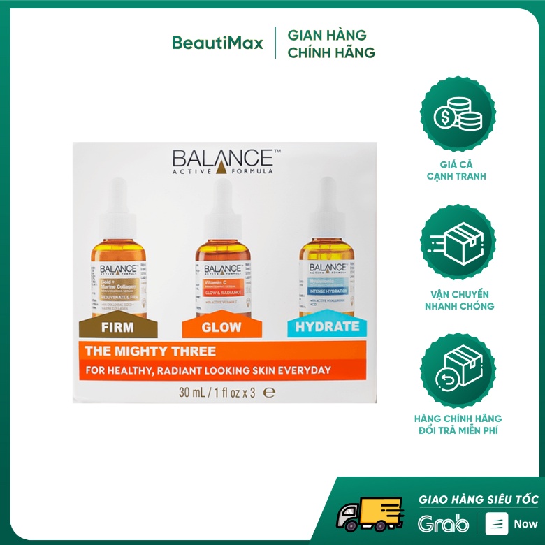 Combo Serum Dưỡng Ẩm Sáng Da Balance Active Formula (Vitamin C + Hyaluronic Hydrating + Gold Collagen)