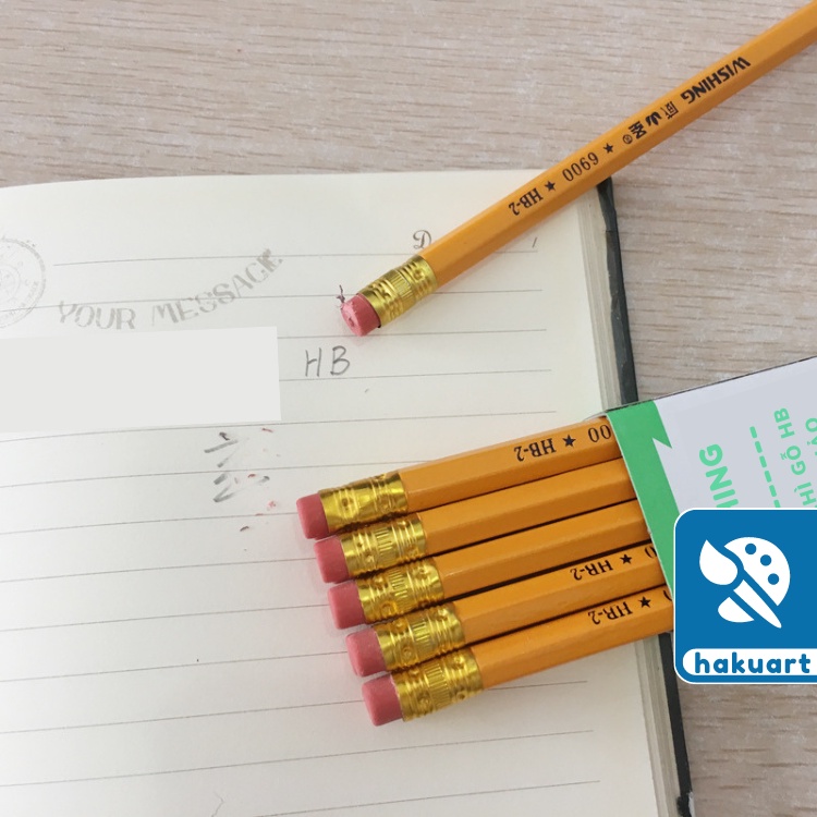 Bút chì gỗ học vẽ tranh chì cơ bản HB 2B giá rẻ - Họa Cụ Hakuart