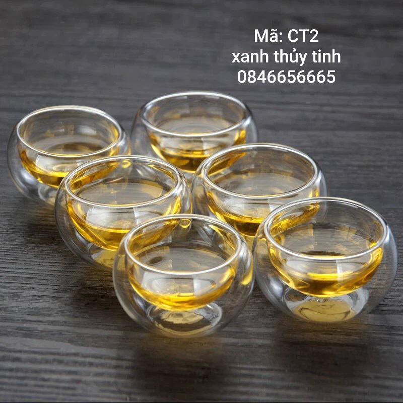 Set 6 chén thuỷ tinh 2 lớp 50ml