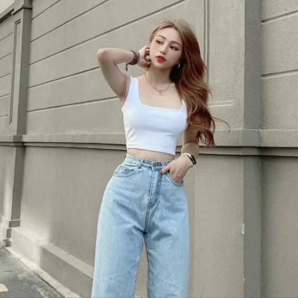 ÁO SÁT NÁCH BA LỖ CROPTOP A4-SNN - Áo hai dây to cổ vuông