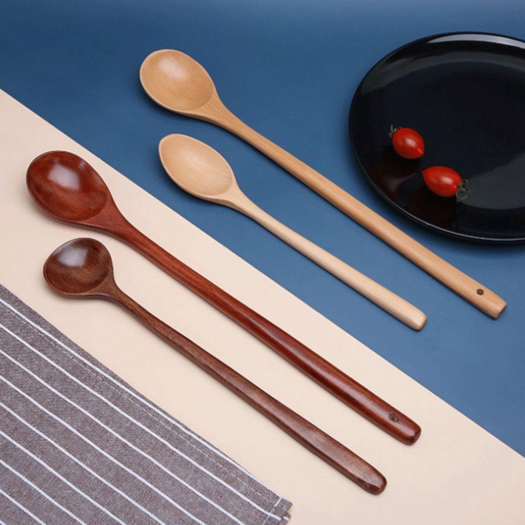 YIYU Muỗng Cán Dài Bằng Gỗ Thân Thiện Với Môi Trường