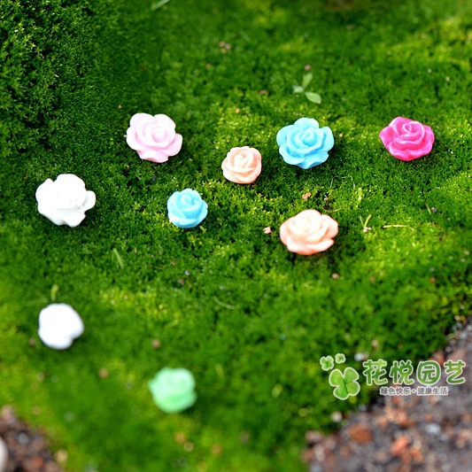 Phụ kiện - Set 5 hoa nhựa nhiều màu trang trí tiểu cảnh terrarium, cây cảnh, mô hình, làm đồ handmade - chaucaydep