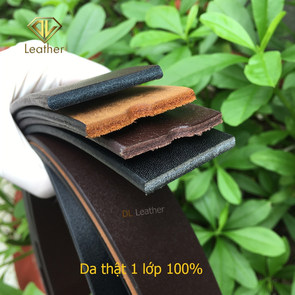 Thắt Lưng Nam Da Bò , Vân Caro, Dây Nịt Da Thật 1 Lớp 100%