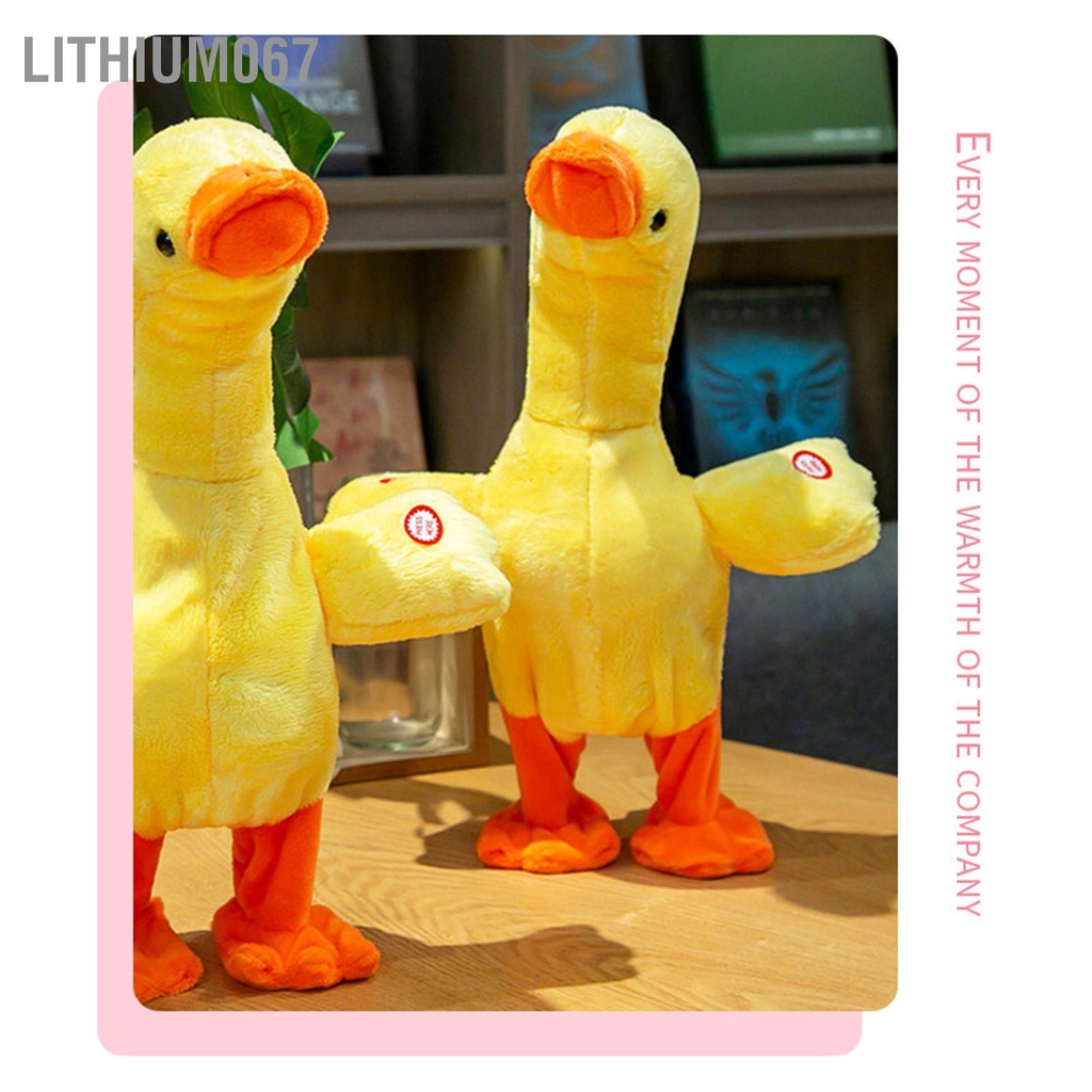 Lithium067 Đồ chơi Vịt biết Nói Dễ thương Bắt chước âm thanh Hát Đi bộ Giáo dục Búp bê Sang trọng cho Trẻ em Người bạn