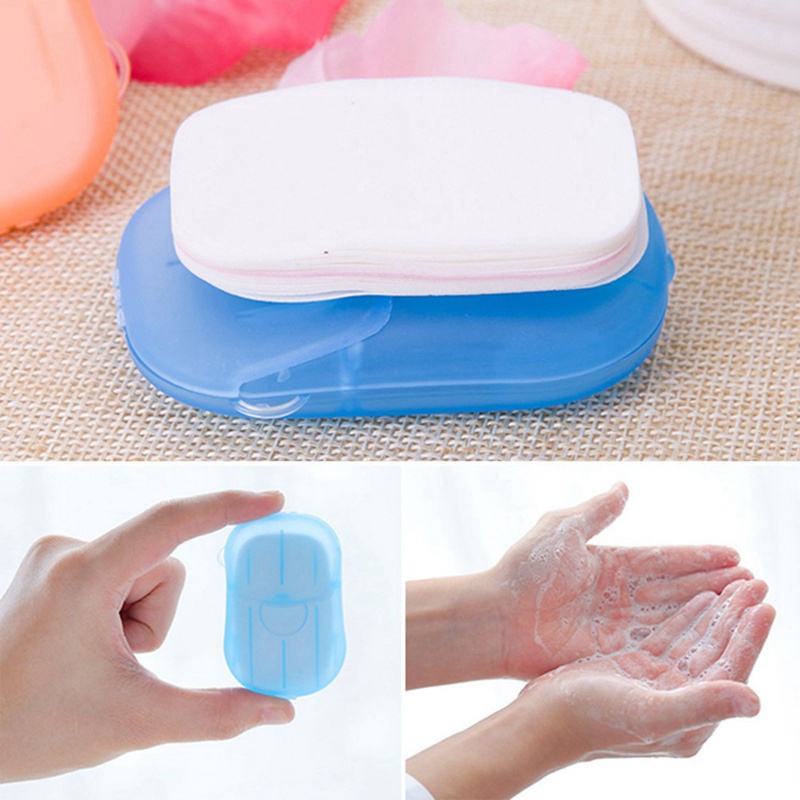 [Hàng mới về] Hộp xà phòng giấy dùng một lần tiện lợi khi đi du lịch tùy chọn màu sắc