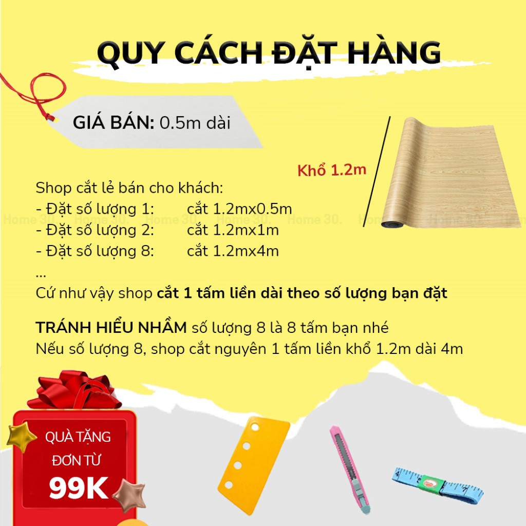 Decal vân gỗ dán tủ bàn học , giấy dán tường giả gỗ chống nước có sẵn keo khổ 1.2m