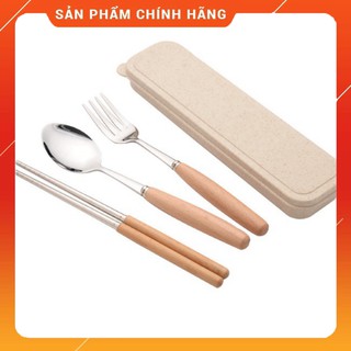Hộp đũa thìa dĩa cán gỗ cao cấp.