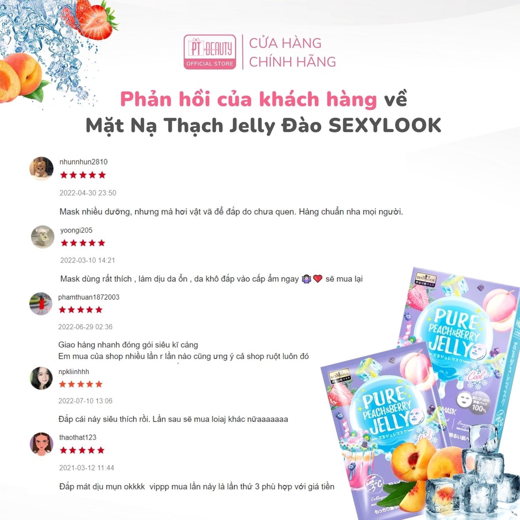 Mặt nạ Sexylook Thạch Jelly trắng sáng, giúp đều màu da hộp 3 miếng (tím)