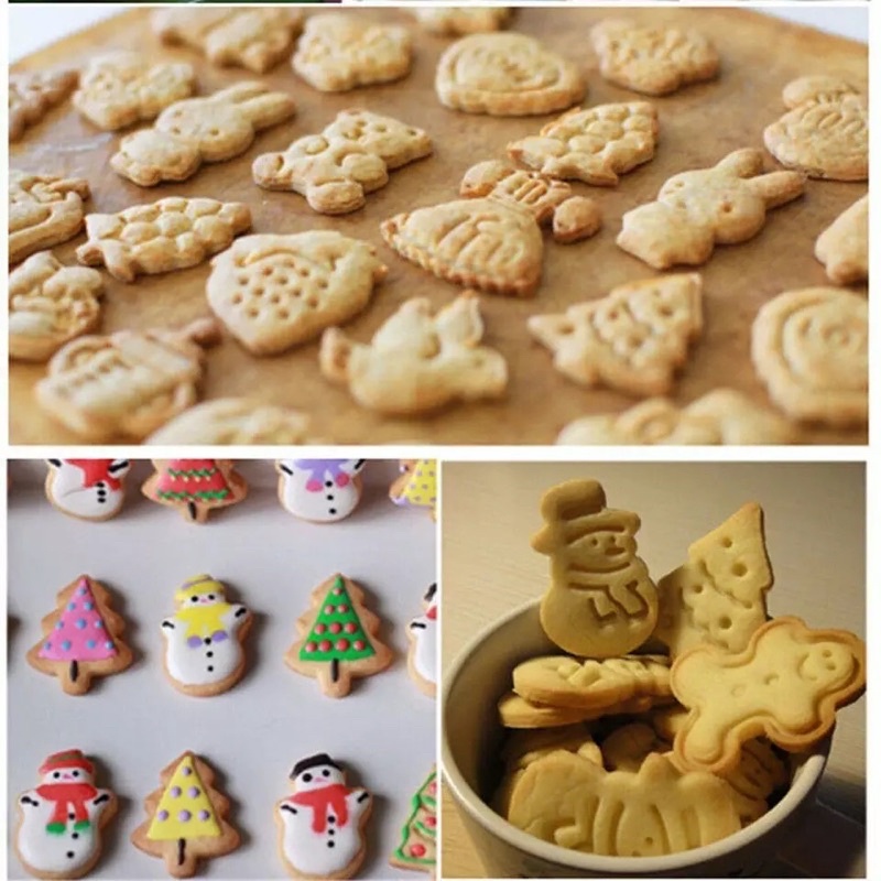 Bộ 4 cutter nhựa nhấn bánh quy hình Noel