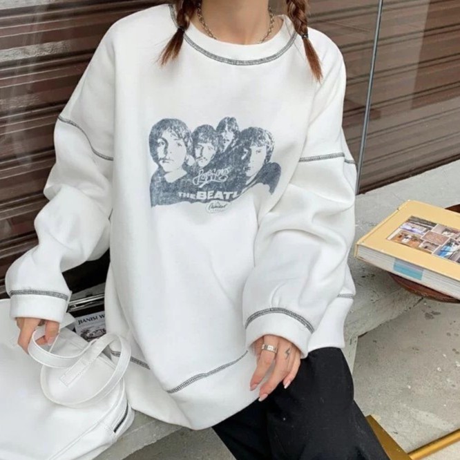 Áo nỉ sweater 1979 dáng rộng chỉ nổi cổ 3 phân chất nỉ dày ấm mềm mịn phong cách thời trang Hàn Quốc | BigBuy360 - bigbuy360.vn