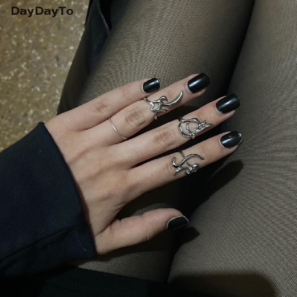 Bộ 3 Nhẫn Đeo Bảo Vệ Ngón Tay Dạng Mở Phong Cách Punk