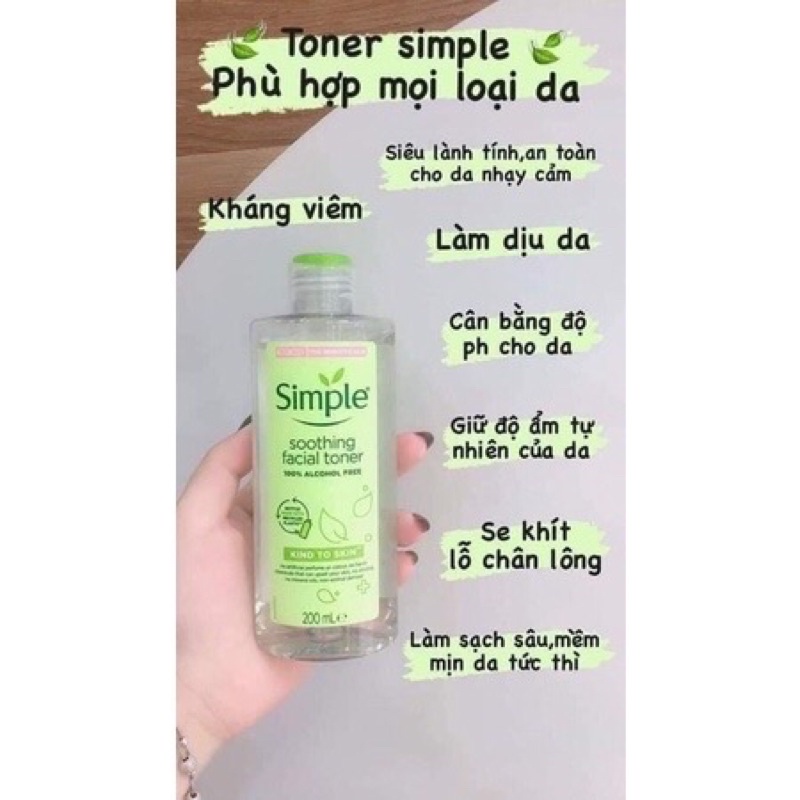 Nước hoa hồng Simple Kind To Skin Soothing Facial Toner 200ml