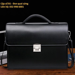 [CẶP SÔ] Cặp da nam khóa số B1 đen