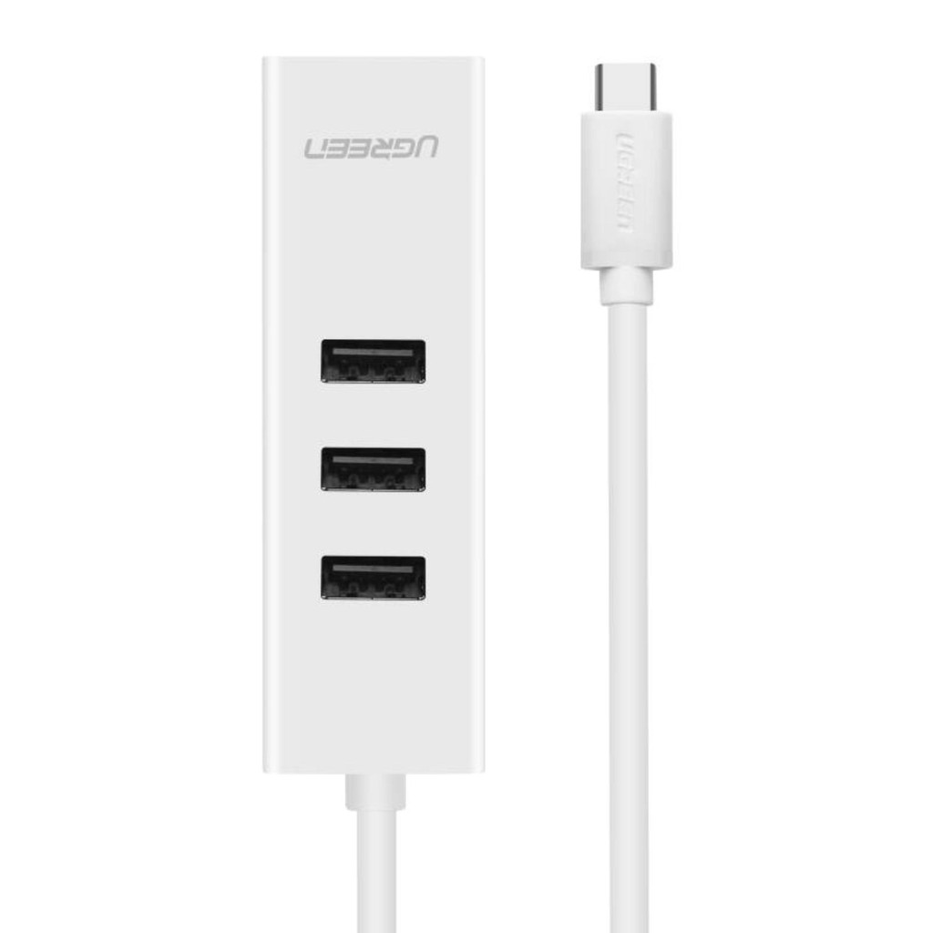 Cáp chuyển đổi USB type C sang Ethernet RJ45 + Hub 3 cổng USB 2.0 dài 30cm UGREEN 20792