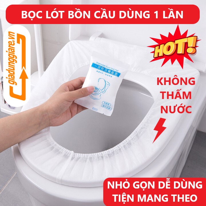 (Gói 10 cái) Bọc lót nắp bồn cầu toilet dùng gia đình sạch sẽ không thấm nước tiện mang theo văn phòng du lịch đi học