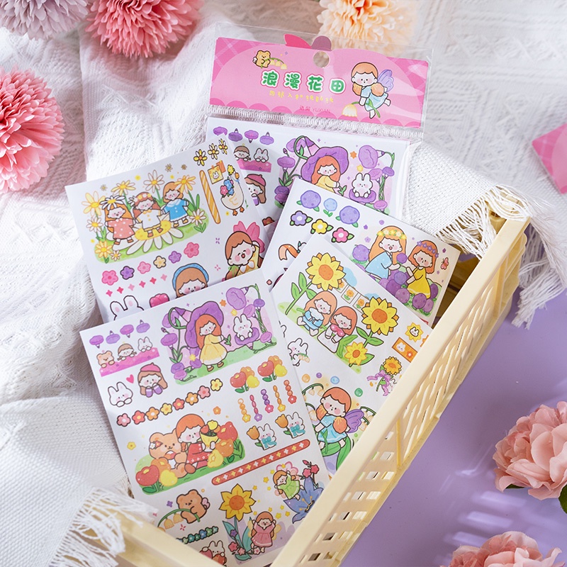 Set 4 Miếng Dán Trang Trí Họa Tiết Vẽ Tay Dễ Thương Phong Cách Nhật Bản