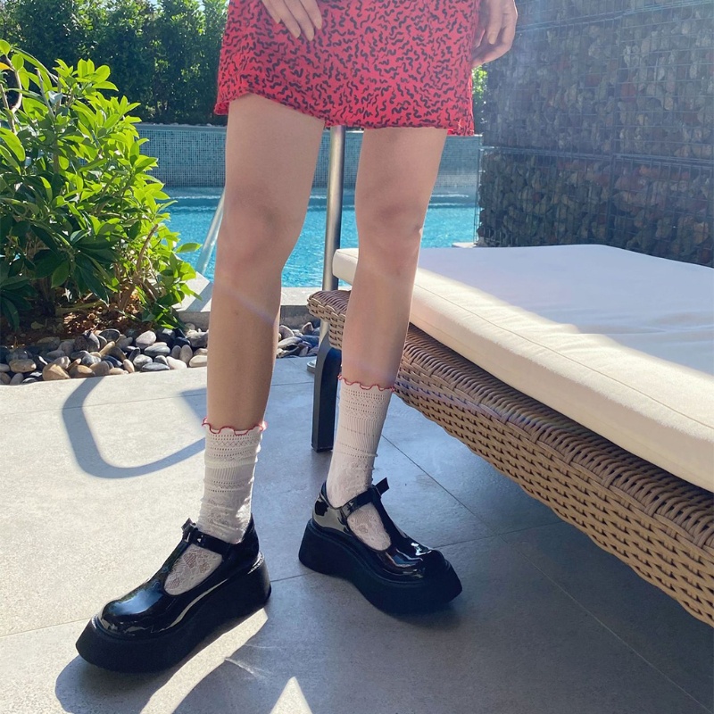 Xiangbao Vớ Lưới Xuyên Thấu Phối Ren Hoa Rỗng Phối Diềm Xếp Nếp Ngọt Ngào Phong Cách Lolita Nhật Bản Thường Ngày Br