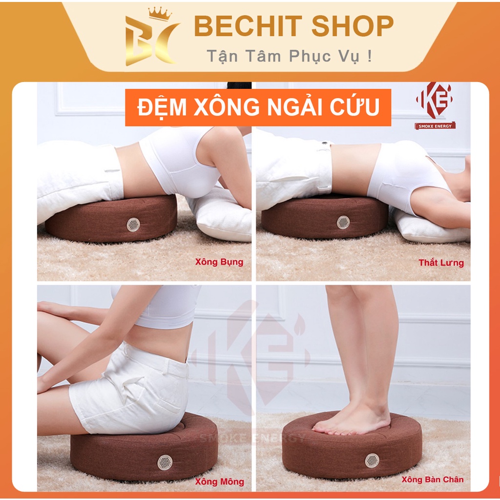 Đệm Xông Ngải Cứu | Đệm Xông Nóng - TẶNG THẢO DƯỢC XÔNG NĂNG LƯỢNG IKEI 50gr | Shop BeChit | Combo Đệm Xông Và Bột Xông