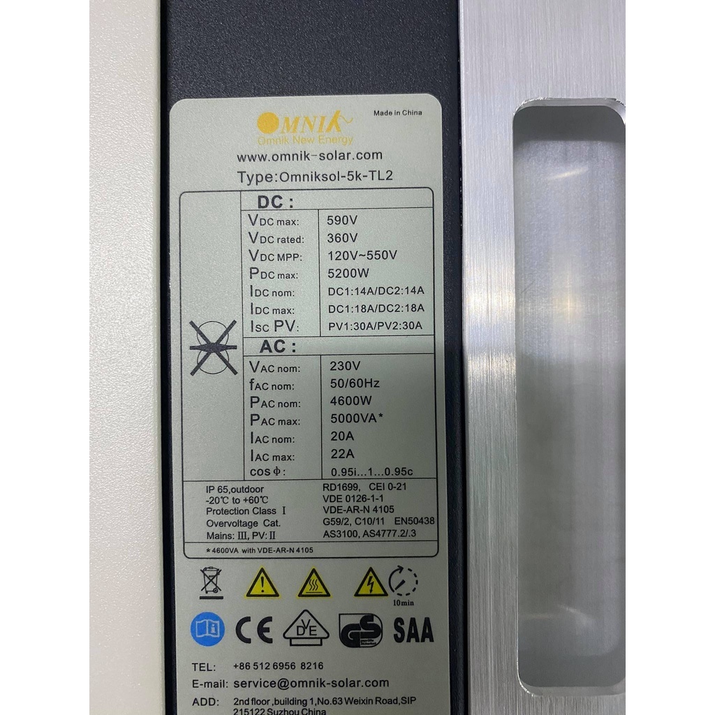 Hòa lưới 5kw Inverter Omnik 5.0K TL2/TL3 Thương hiệu đức.....