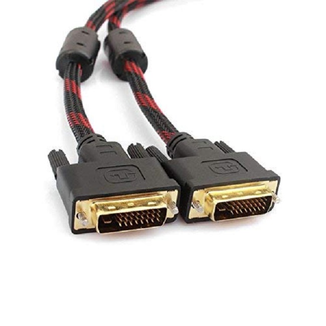CÁP DVI RA DVI 24+1 VỎ BỌC LƯỚI - Cáp 2 đầu DVI cổng đực dài 1,5M - 3M - 5M