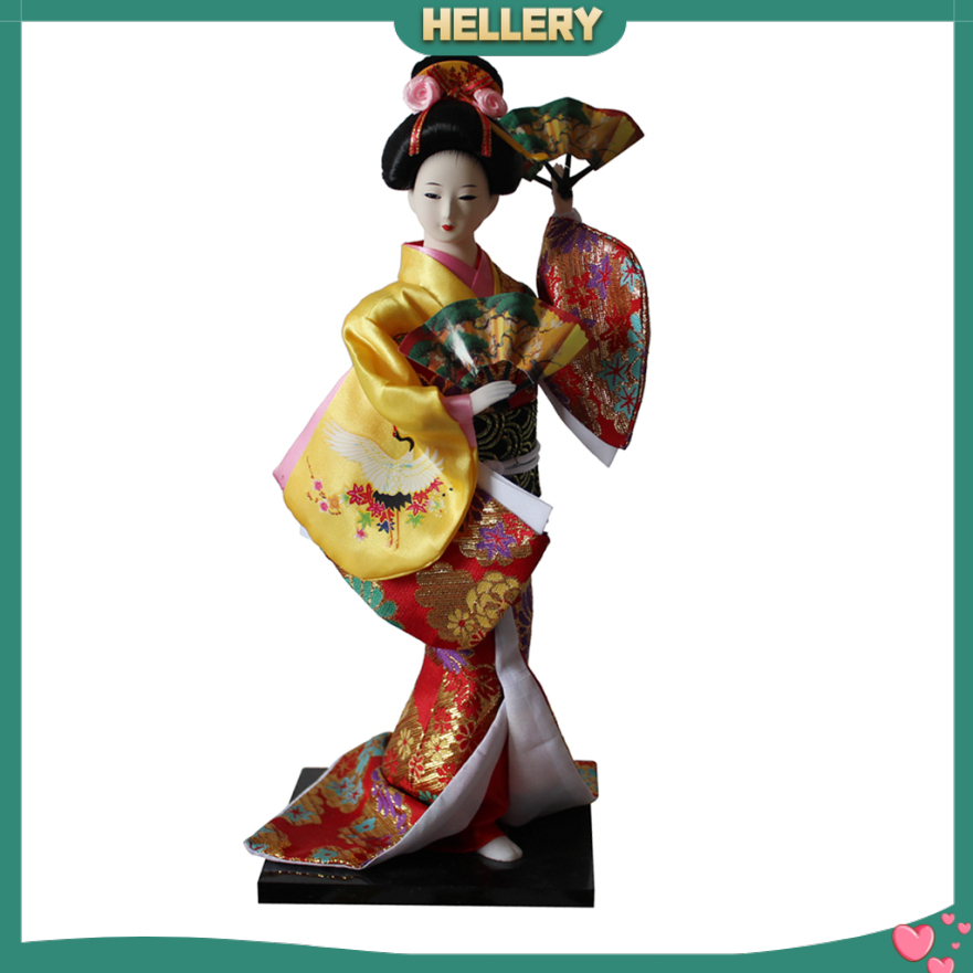 Búp Bê Geisha Mặc Kimono Màu Vàng Kích Thước 12 Inch Phong Cách Nhật Bản Dùng Trang Trí Nhà Cửa